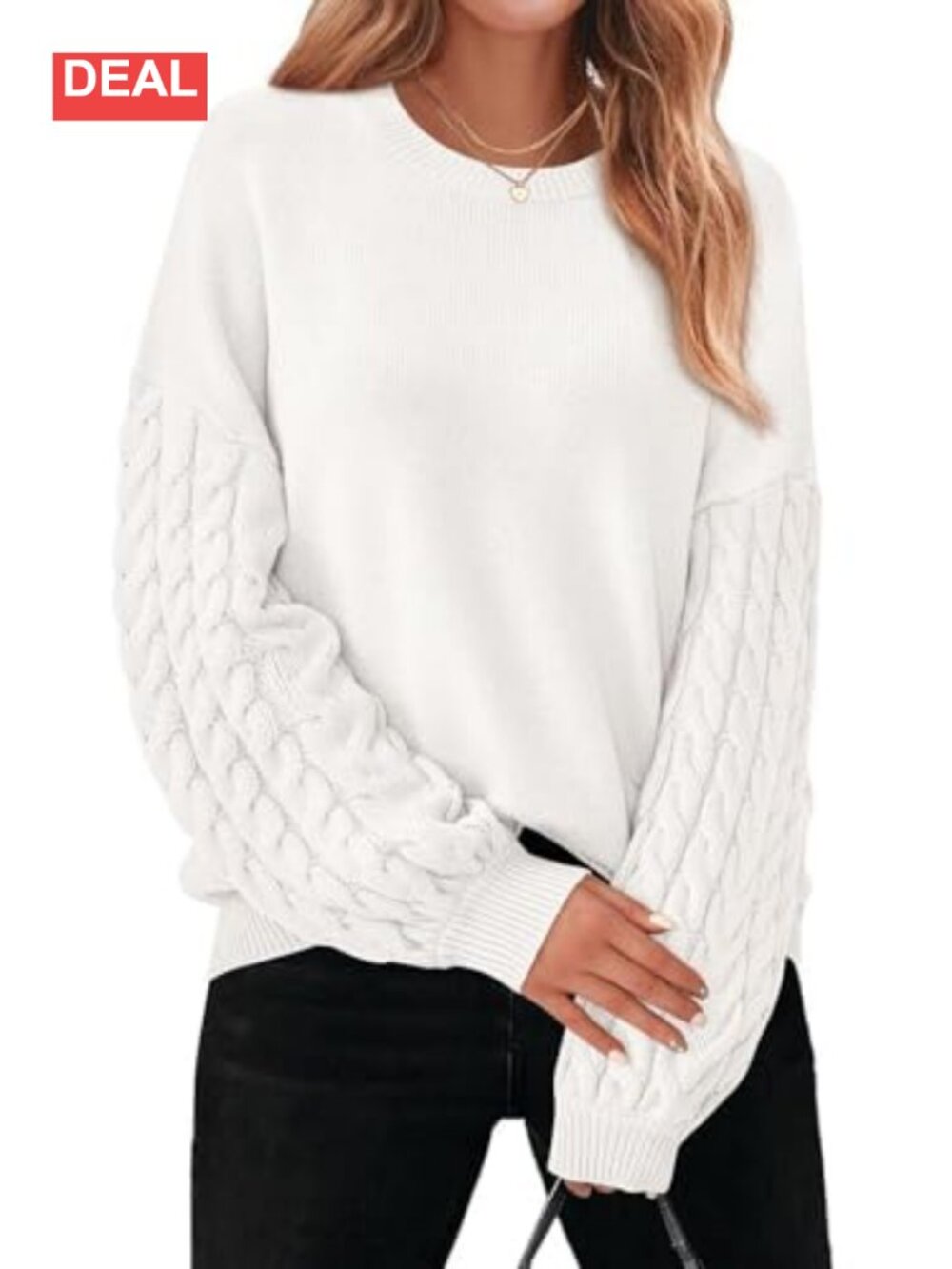 PRETTYGARDEN Cable Knit Sweater Womens Oversized Crewneck Pullover Casual Fall